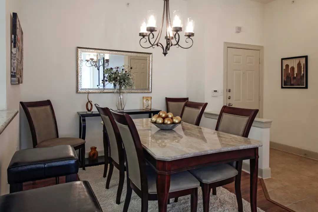 Classic Dinning Chandeliers at Mainstreet at River Ranch Apartments in Lafayette, LA