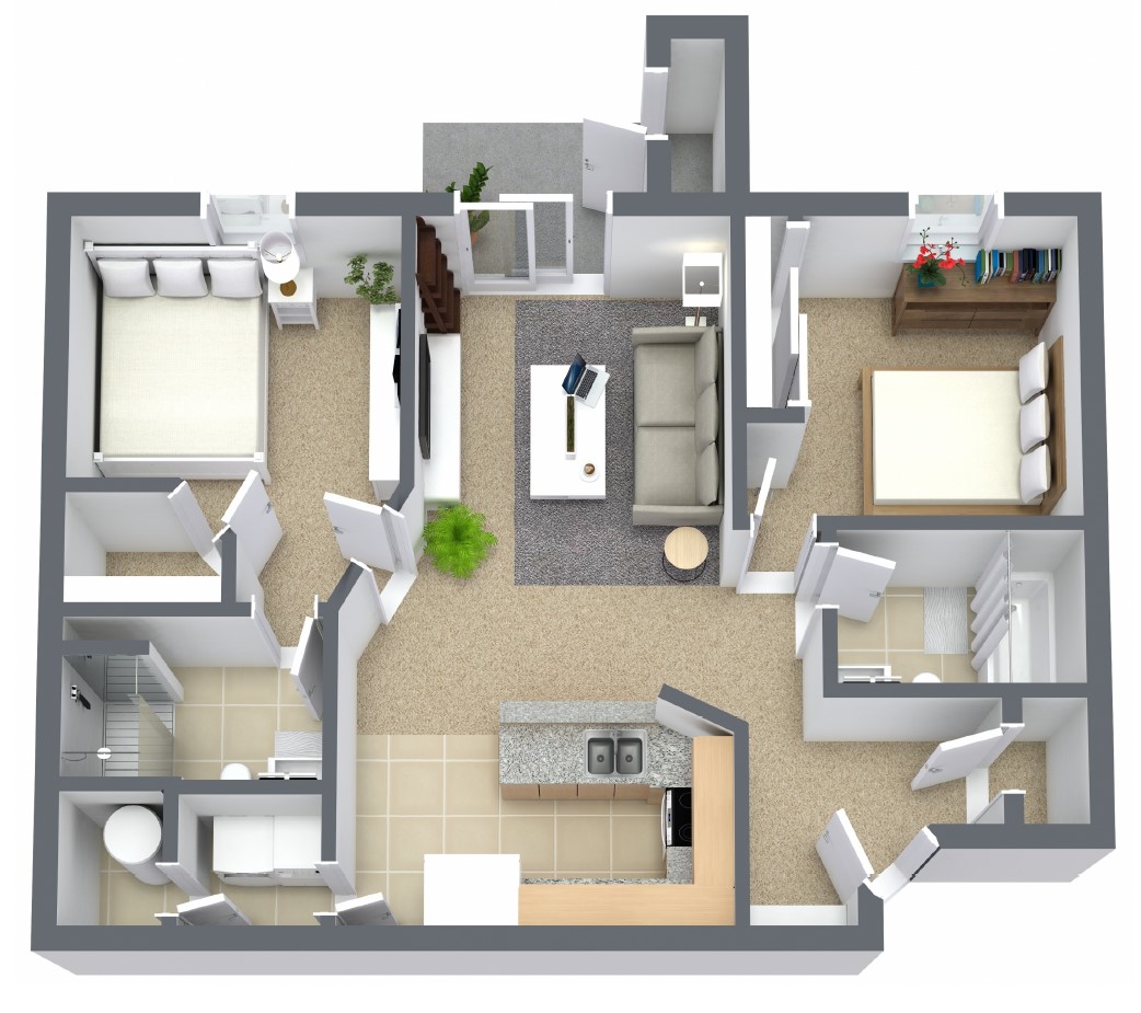 Floorplan - 2 Bedrooms image