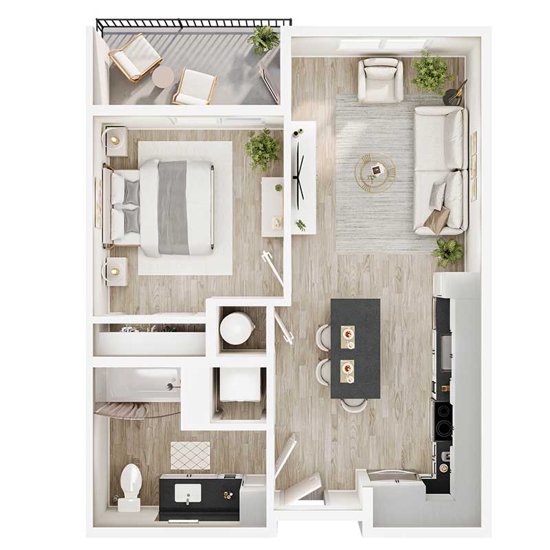 Floor plan layout for A1 - 70% AMI