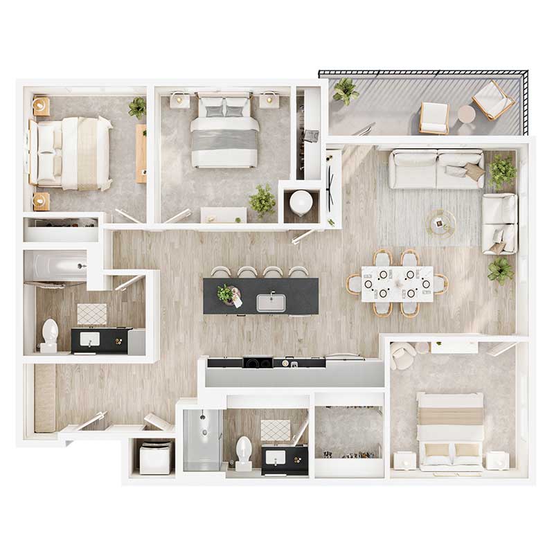Floor plan layout for C2 - 60% AMI