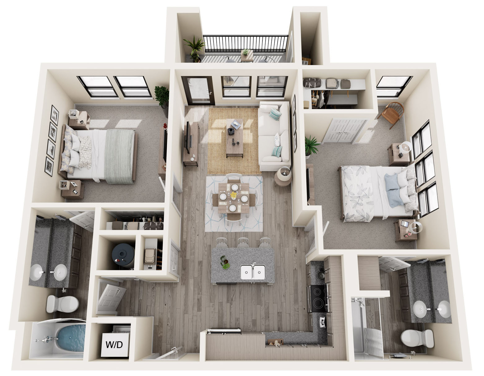 Informative Picture of Two Bed/Two Bath - 999 sq ft - 70% AMI