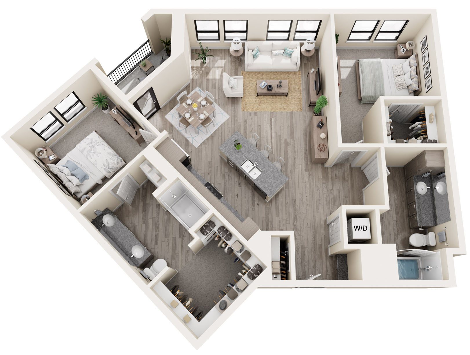 Informative Picture of Two Bed/Two Bath - 1267 sq ft - 60% AMI