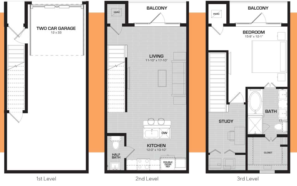 Midway Row House - Floorplan - Mallard - Townhome with Study
