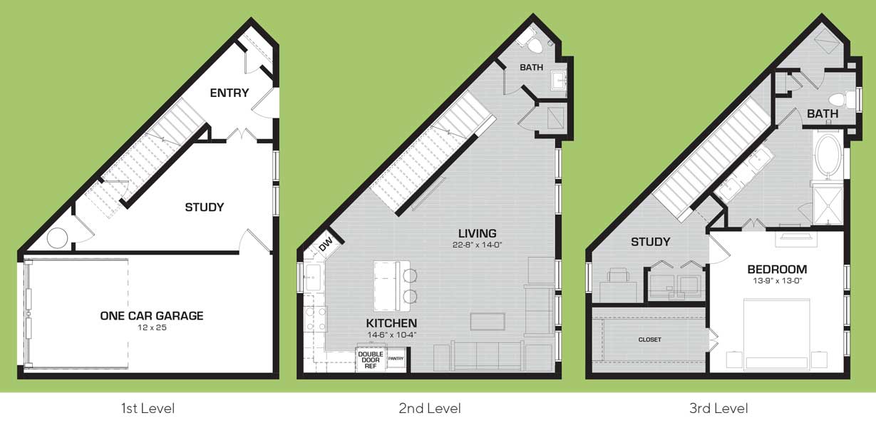 Midway Row House - Floorplan - Merganser - Townhome with Study