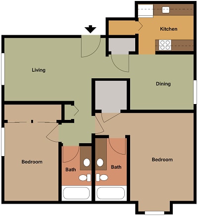 Mill House Apartments - Floorplan - MH1 B2