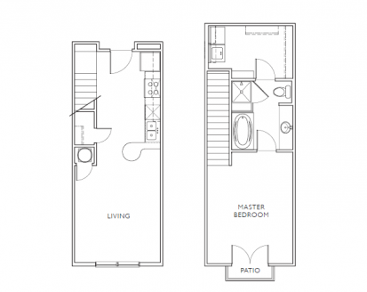 Floorplan - A2, 1 Bed, 1 Bath, 778 square feet