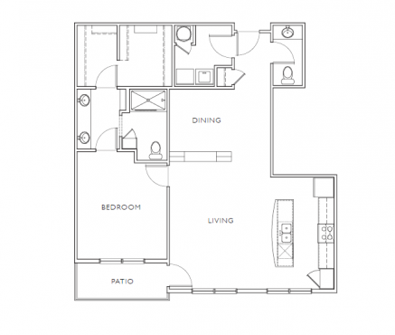 Floorplan - B2, 1 Bed, 1.5 Baths, 1084 square feet