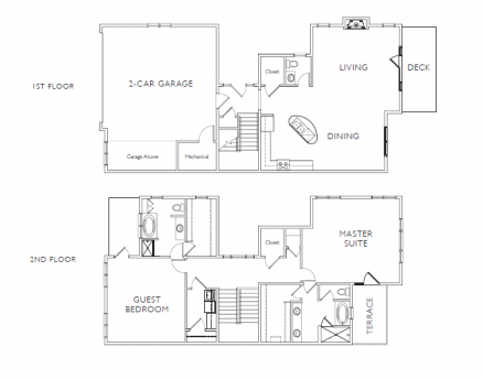 Floorplan - TH1, 2 Beds, 2.5 Baths, 2207 square feet