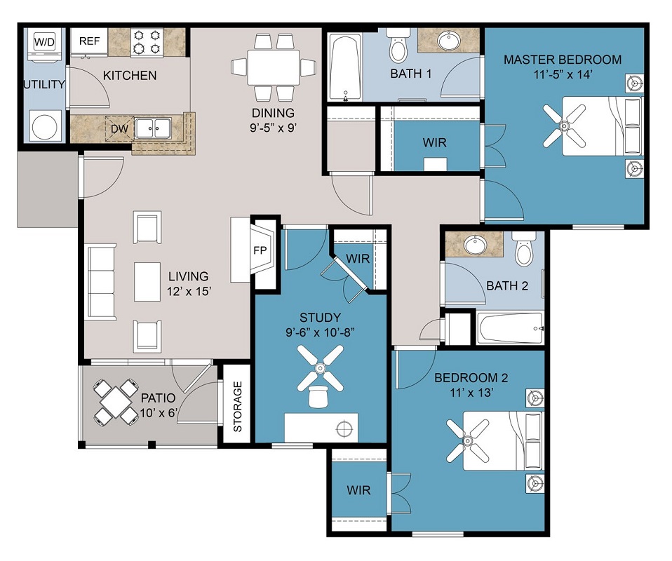 Floor plan layout for F