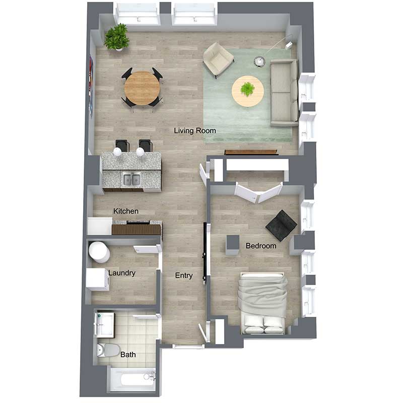 Floor plan layout for Aronoff Loft II
