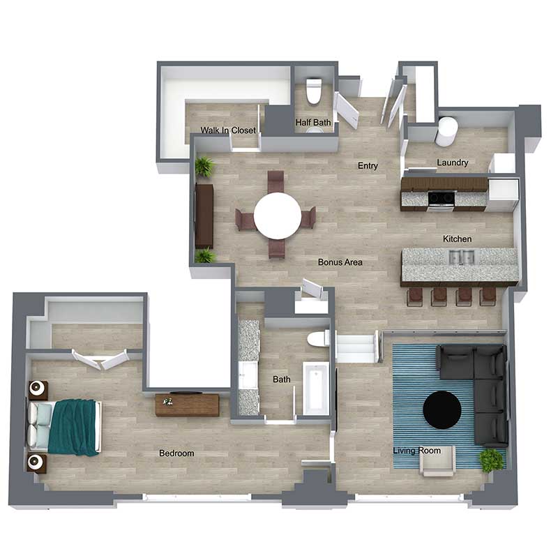 Floor plan layout for Race Loft I + Bonus Room