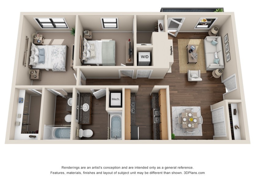 North Pointe Apartments - Floorplan - 2 Beds
