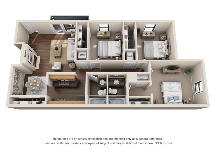 North Pointe Apartments - Floorplan - 3 Beds