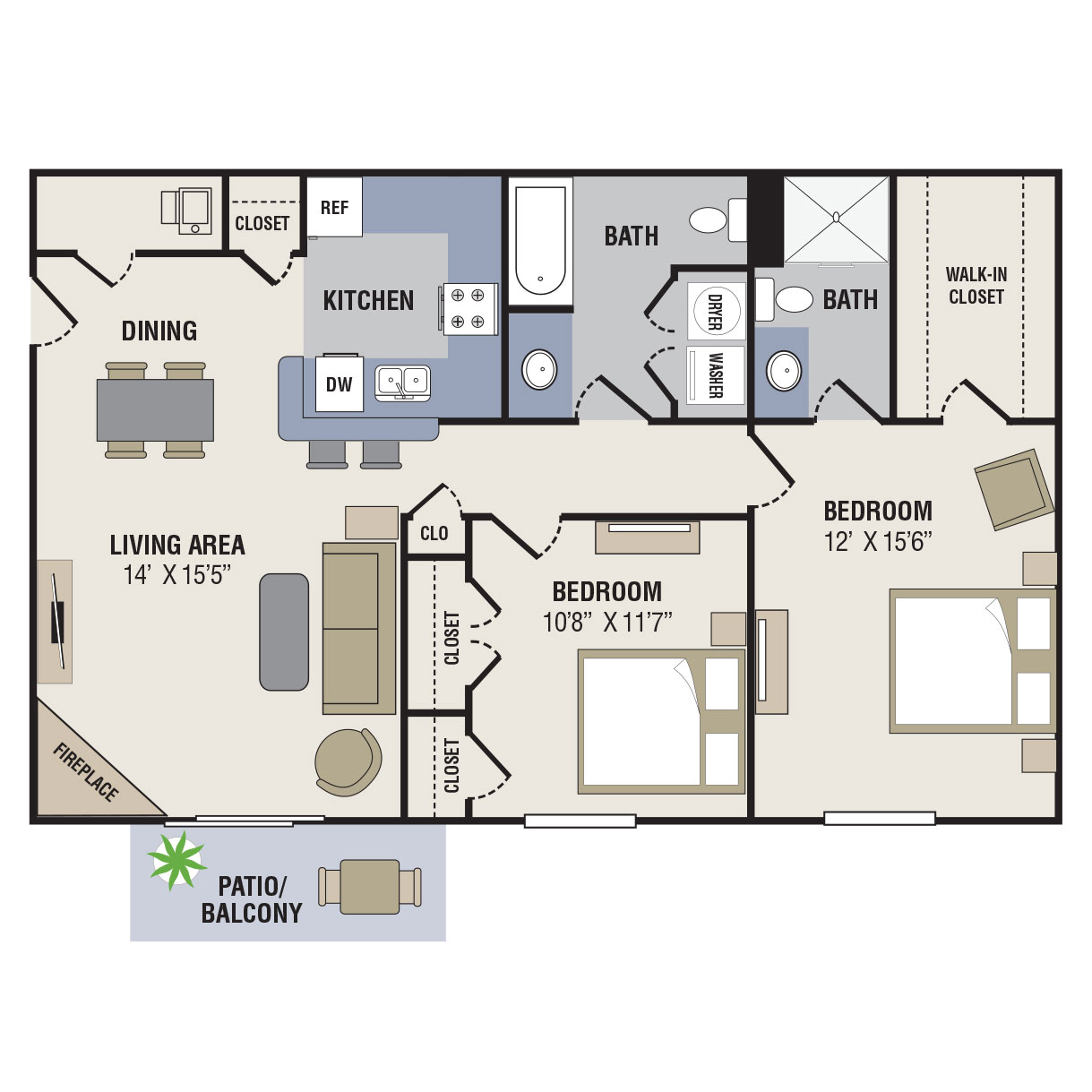 Informative Picture of 2BED-2BATH - 1050sqft
