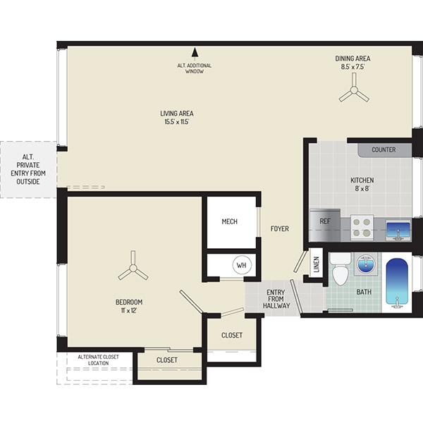 Northwest Park Apartments - Floorplan - 1 BR + 1 BA Apartment
