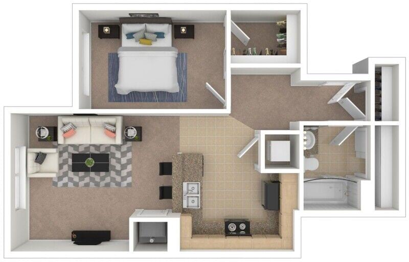 Floorplan - 1 Bed 620 image