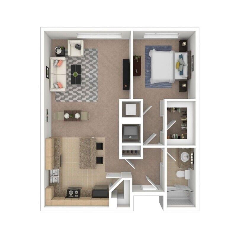 Floorplan - 1 Bed 773 image