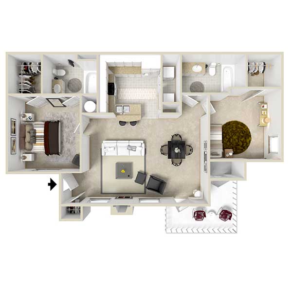 Oakmont Apartment Homes - Floorplan - Plan B1