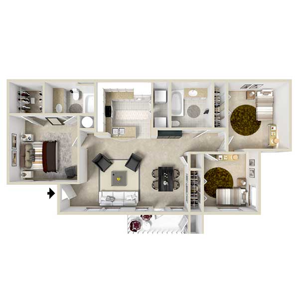Oakmont Apartment Homes - Floorplan - Plan C1