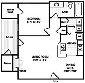 Oak Pointe Apartment Homes - Floorplan - The Birch 