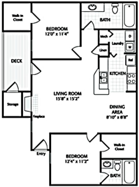 Oak Pointe Apartment Homes - Floorplan - The Maple 