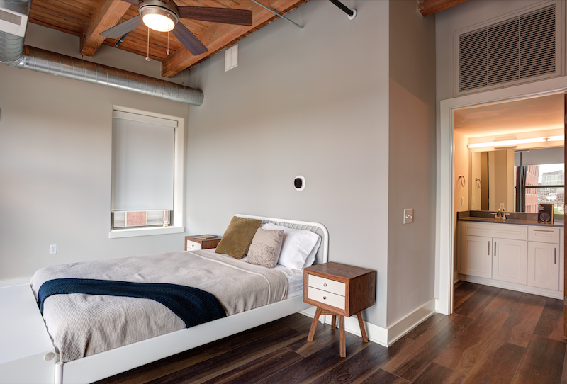 Well-Lit Bedrooms at OGGI Lofts Apartments in Kansas City, MO