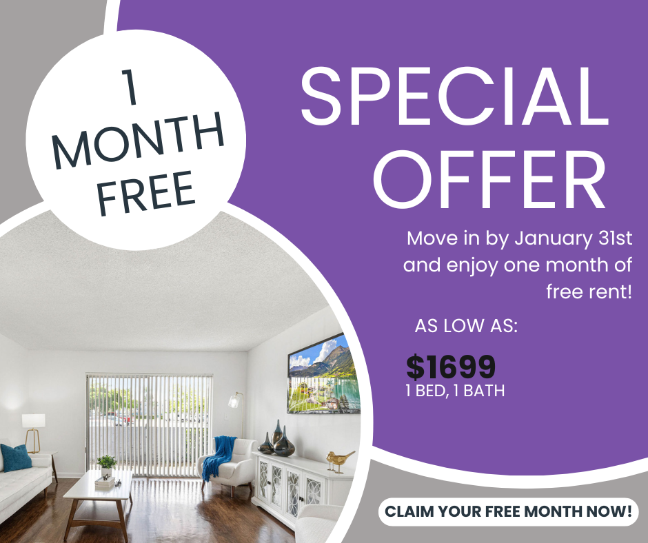 Special Offer! Move in by January 31st and enjoy one month of free rent!