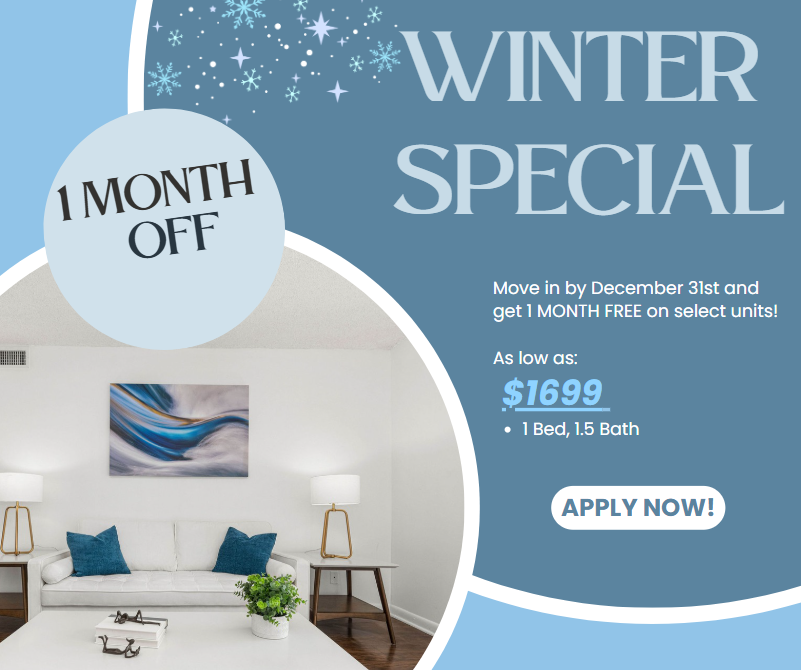 Winter Special - Move in by December 31st and get 1 Month Free on select units!