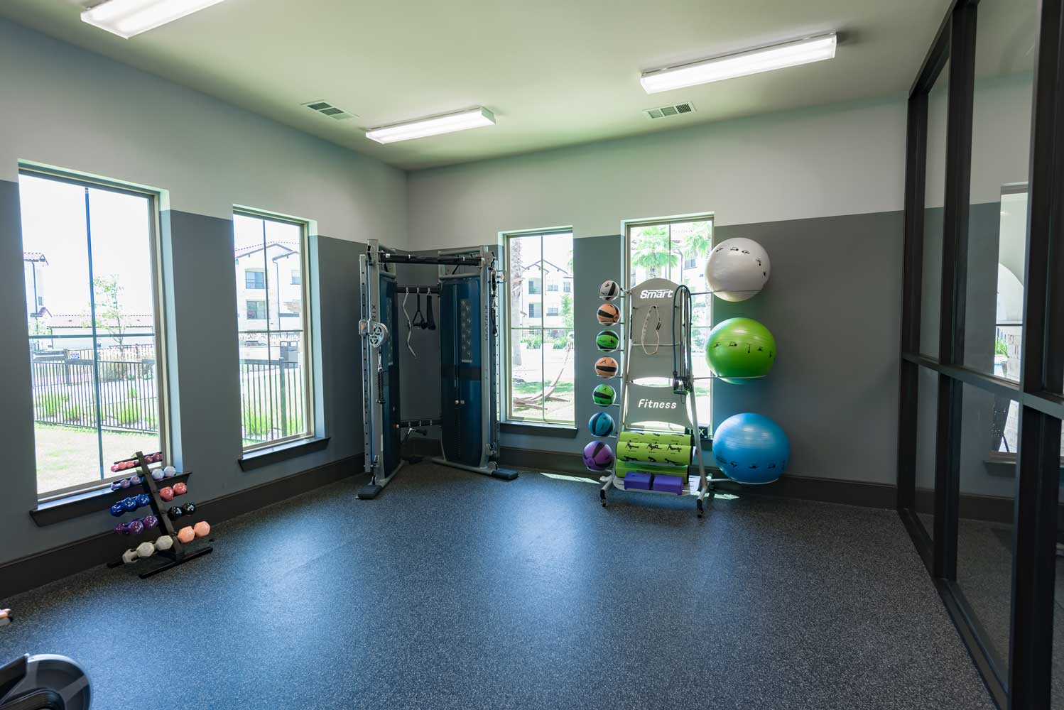 On Demand Fitness Center at Oxford at Santa Clara Apartments in Pflugerville, Texas