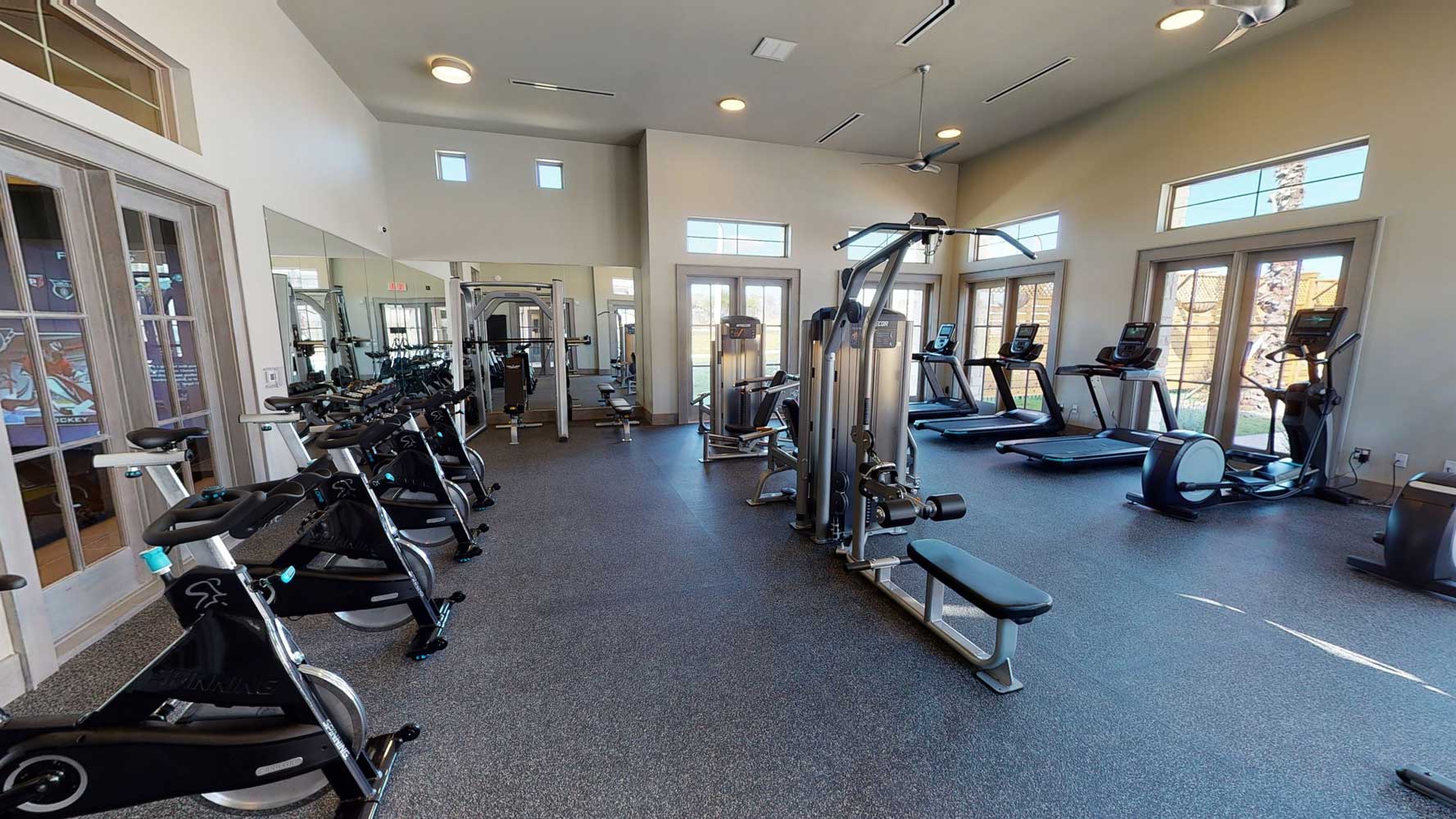 24-Hours Fitness Center at Oxford at Santa Clara Apartments in Pflugerville, Texas