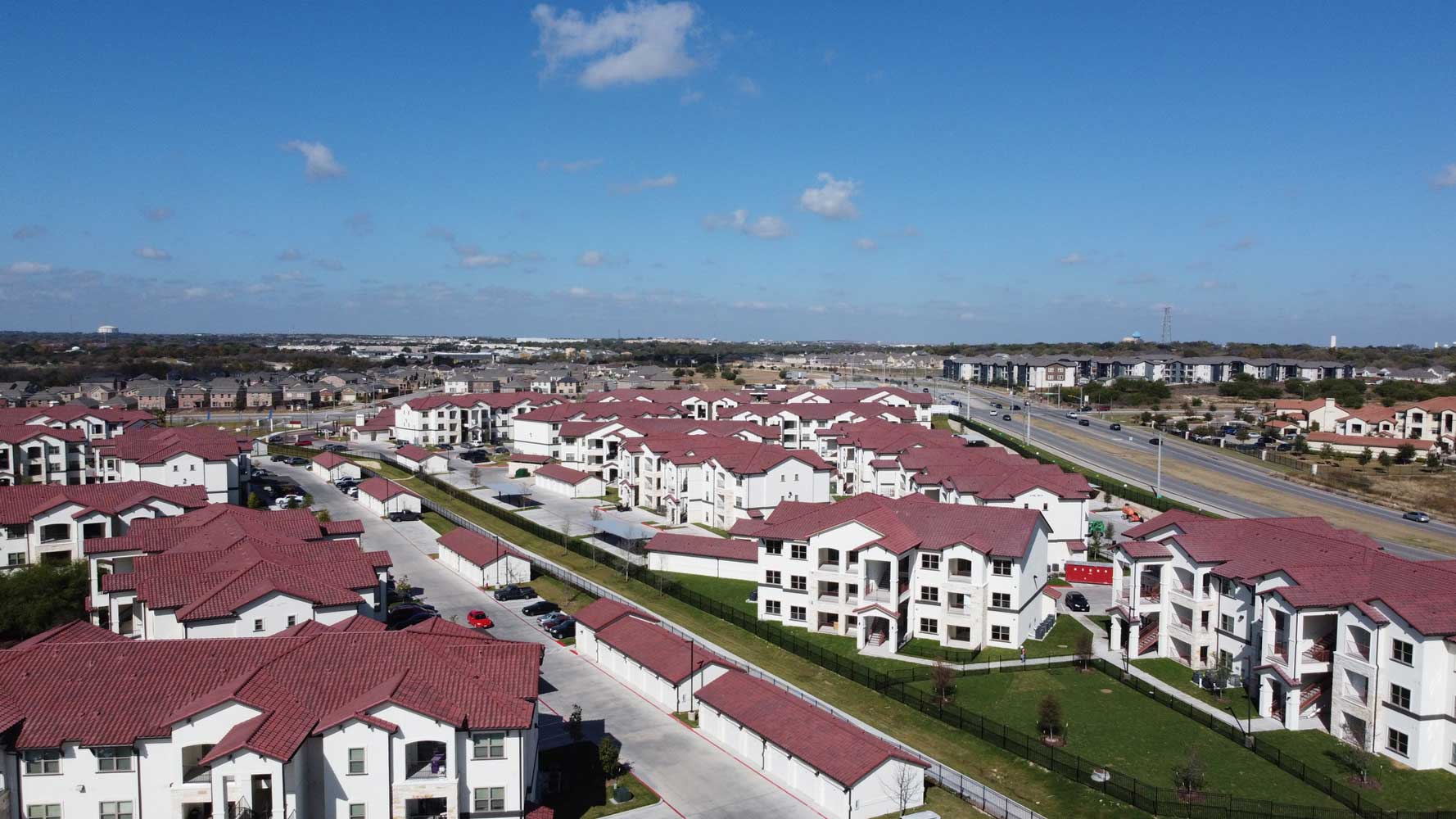 Beautiful Aerial View of Oxford at Santa Clara Apartments in Pflugerville, Texas