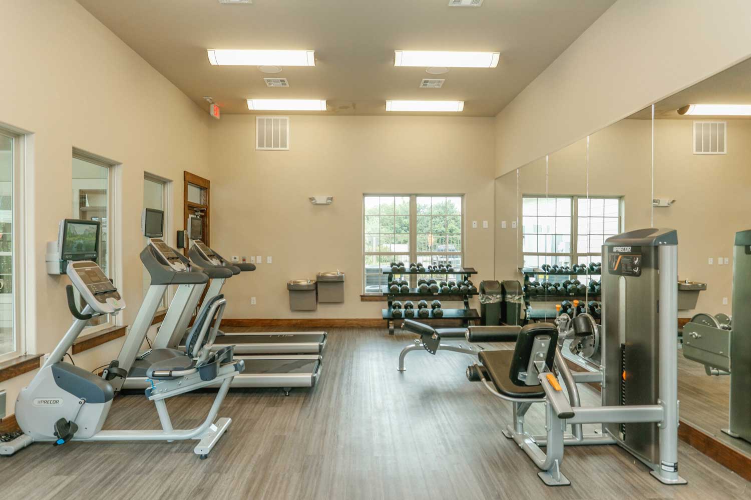 Modernized Fitness Equipment at Oxford at the Ranch Apartments in Waller, Texas