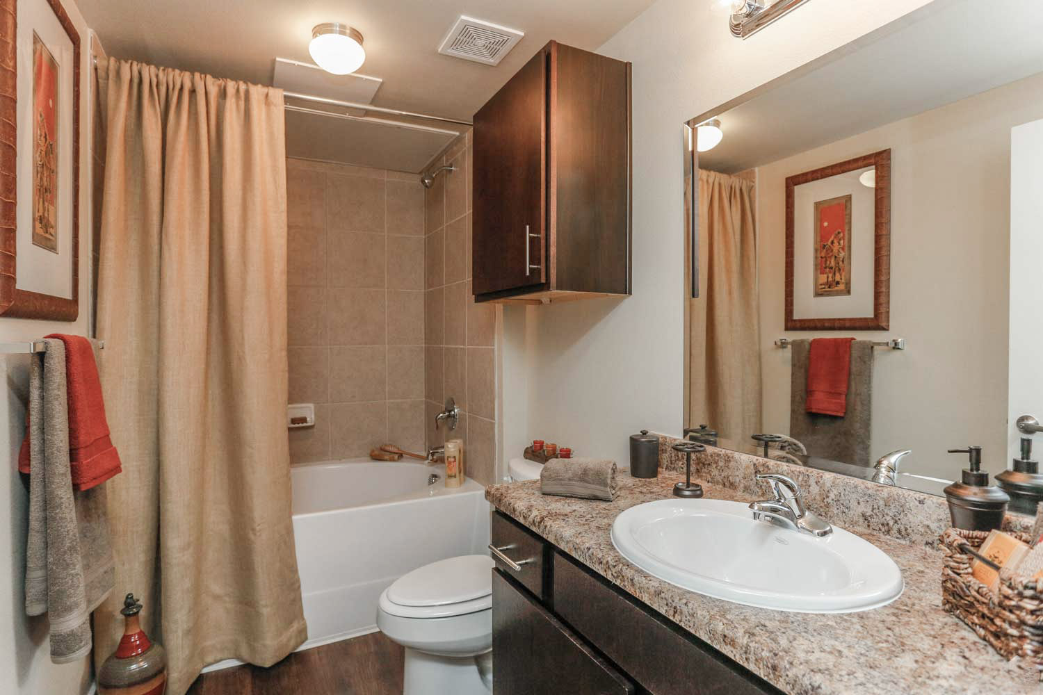 Refined Bathrooms With Vanity at Oxford at the Ranch Apartments