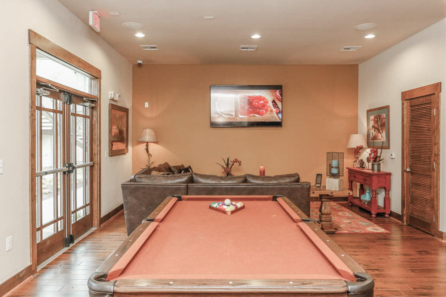 Social Room with Billiard Table at Oxford at the Ranch Apartments