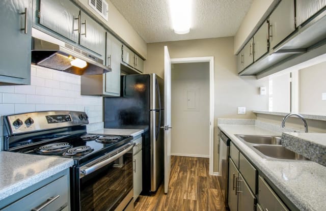 Galley-Style Kitchen at Pacifica Apartments in Dallas,TX
