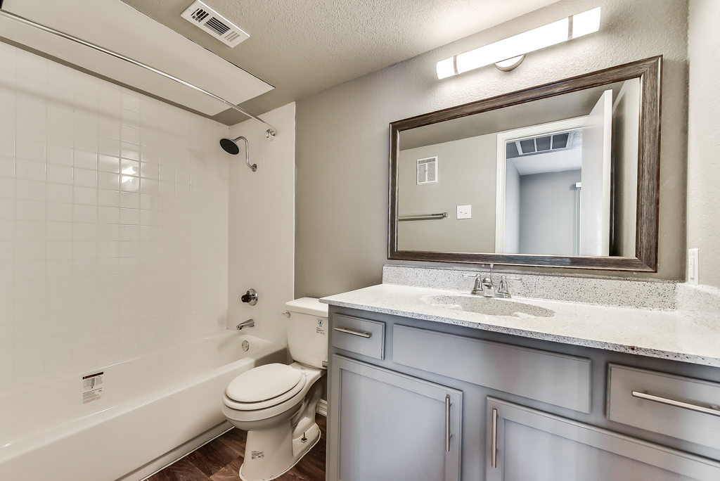 Bathroom Tub and Shower at Pacifica Apartments in Dallas,TX