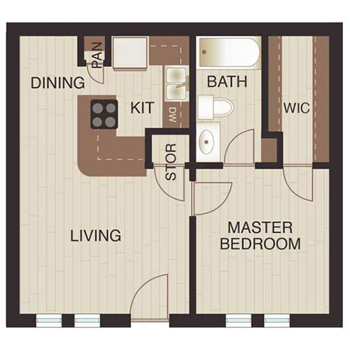 Floor plan layout for One Bed