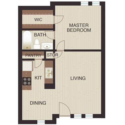 Floor plan layout for One Bed