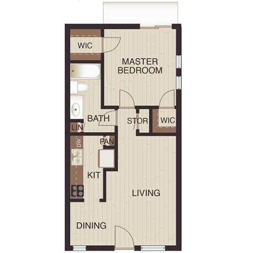 Floor plan layout for One Bed
