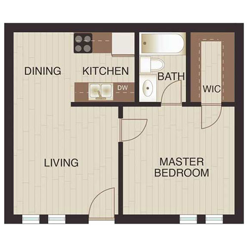 Floor plan layout for One Bed
