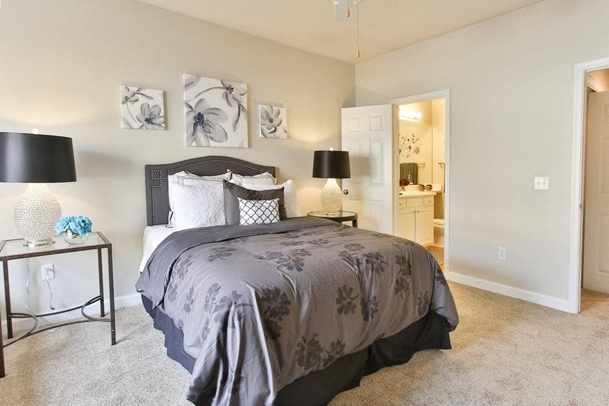 Bedroom with Carpeted Floors at Palazzo Townhomes in Phoenix, AZ
