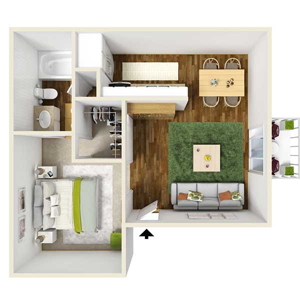 Floorplan - 1 Bedroom- A image