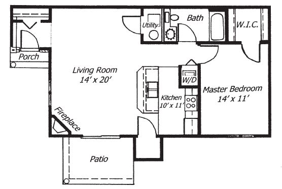 Parklands of Chili Apartments  - Floorplan - 1 Bed 1 Bath