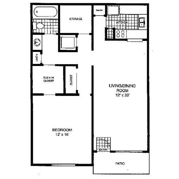 Park Pointe Apartments - Floorplan - 1 Bedroom