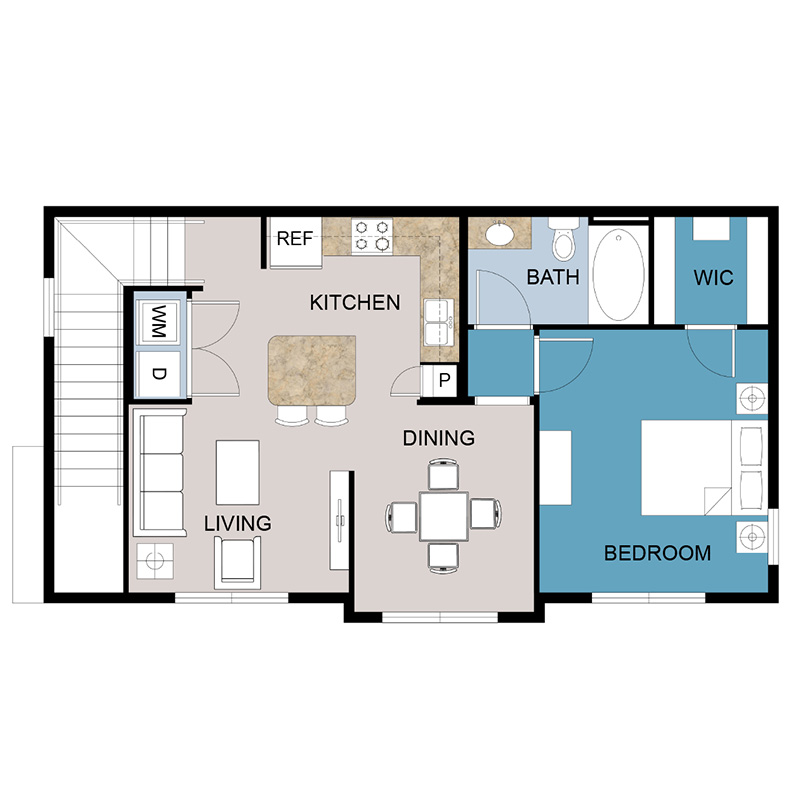 A3 Cottage with Garage Floor Plan 1 Bedroom 1 Bath