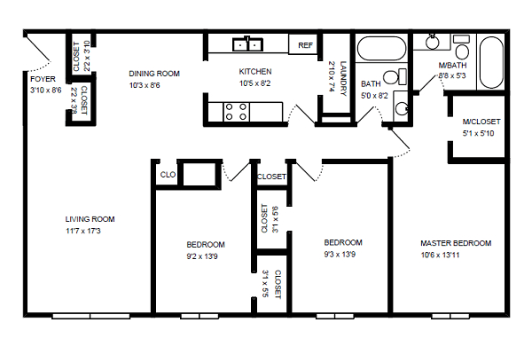 Parks on Village - Floorplan - 3 Beds