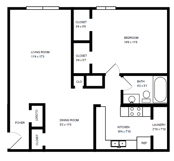 Parks on Village - Floorplan - 1 Bed