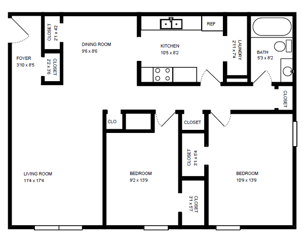 Parks on Village - Floorplan - 2 Beds