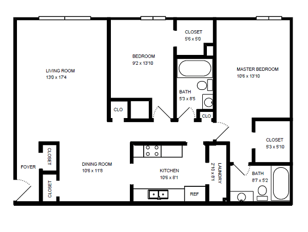 Parks on Village - Floorplan - 2 Beds