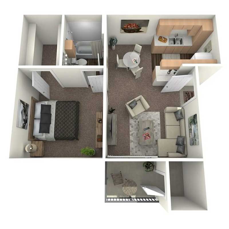 Floor plan layout for 1 Bed